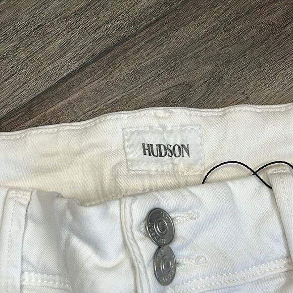Hudson Collin Flap Skinny White Ankle Distressed Knee Jeans 31 - Picture 3 of 6